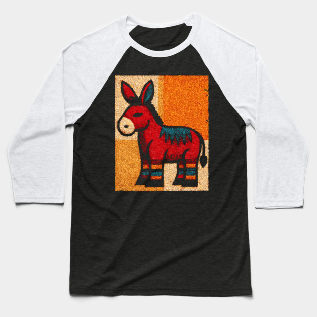 Stubbornly Cute - Folk Art Donkey Baseball T-Shirt by TuncGK
