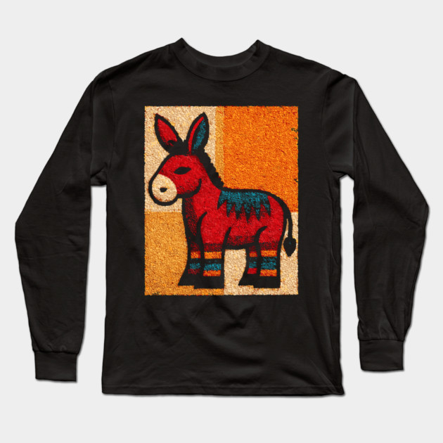 Stubbornly Cute - Folk Art Donkey Long Sleeve T-Shirt by TuncGK