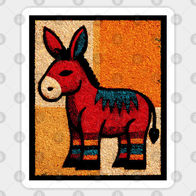 Stubbornly Cute - Folk Art Donkey Sticker by TuncGK