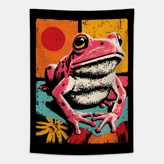 Psychedelic Frog - Pop Art Amphibian Tapestry by TuncGK