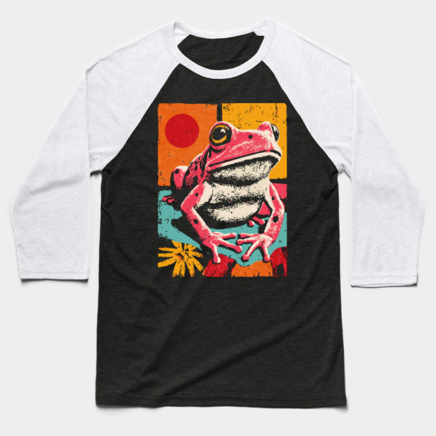 Psychedelic Frog - Pop Art Amphibian Baseball T-Shirt by TuncGK