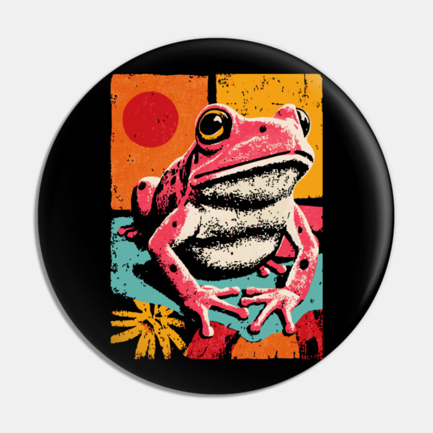 Psychedelic Frog - Pop Art Amphibian Pin by TuncGK