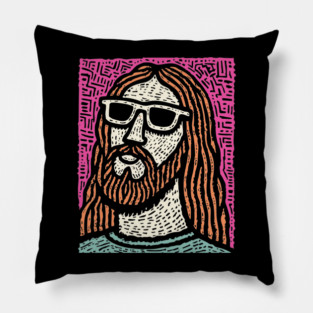 Psychedelic Savior - Retro Pop Art Jesus Pillow