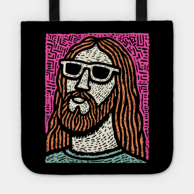 Psychedelic Savior - Retro Pop Art Jesus Tote by TuncGK