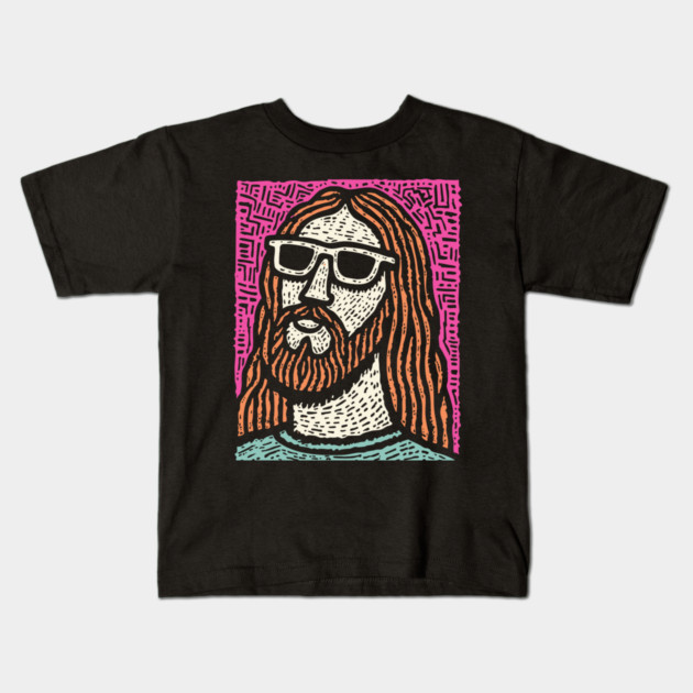 Psychedelic Savior - Retro Pop Art Jesus Kids T-Shirt by TuncGK