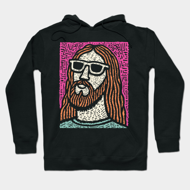 Psychedelic Savior - Retro Pop Art Jesus Hoodie by TuncGK