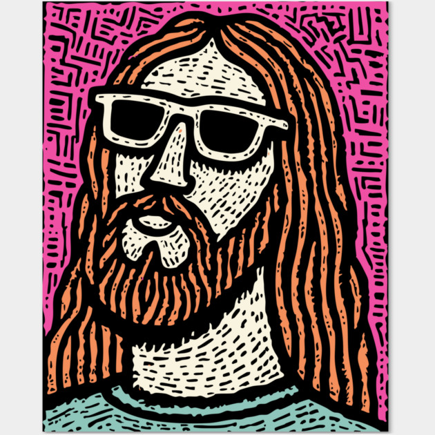 Psychedelic Savior - Retro Pop Art Jesus Wall Art by TuncGK