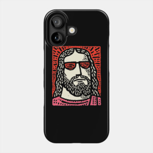 Sacred Cool - Linocut Hippie Jesus Phone Case