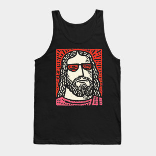 Sacred Cool - Linocut Hippie Jesus Tank Top