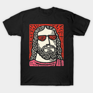 Sacred Cool - Linocut Hippie Jesus T-Shirt