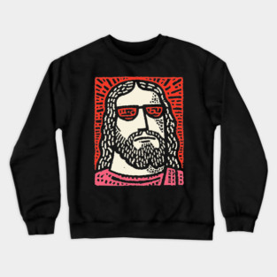 Sacred Cool - Linocut Hippie Jesus Crewneck Sweatshirt