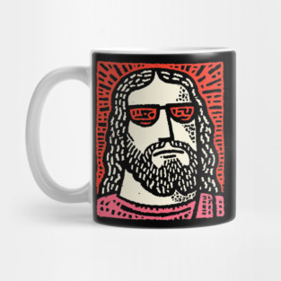 Sacred Cool - Linocut Hippie Jesus Mug