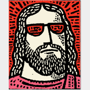 Sacred Cool - Linocut Hippie Jesus Posters and Art