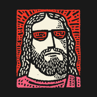 Sacred Cool - Linocut Hippie Jesus T-Shirt