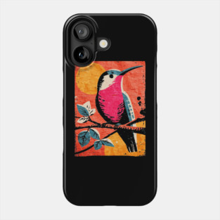 Nectar - Vibrant Hummingbird Linocut Phone Case