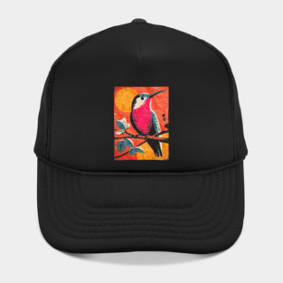 Nectar - Vibrant Hummingbird Linocut Hat