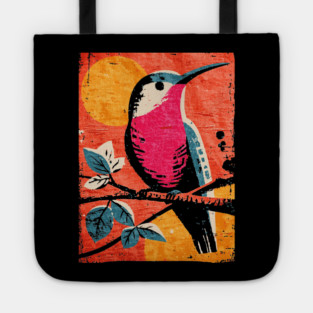 Nectar - Vibrant Hummingbird Linocut Tote