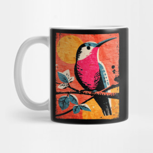 Nectar - Vibrant Hummingbird Linocut Mug