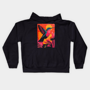 Tropical Jewel - Retro Hummingbird Kids Hoodie