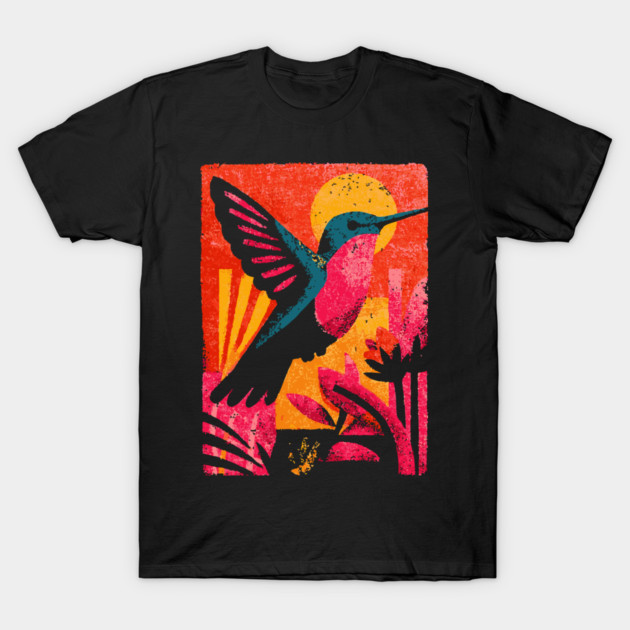 Tropical Jewel - Retro Hummingbird T-Shirt by TuncGK