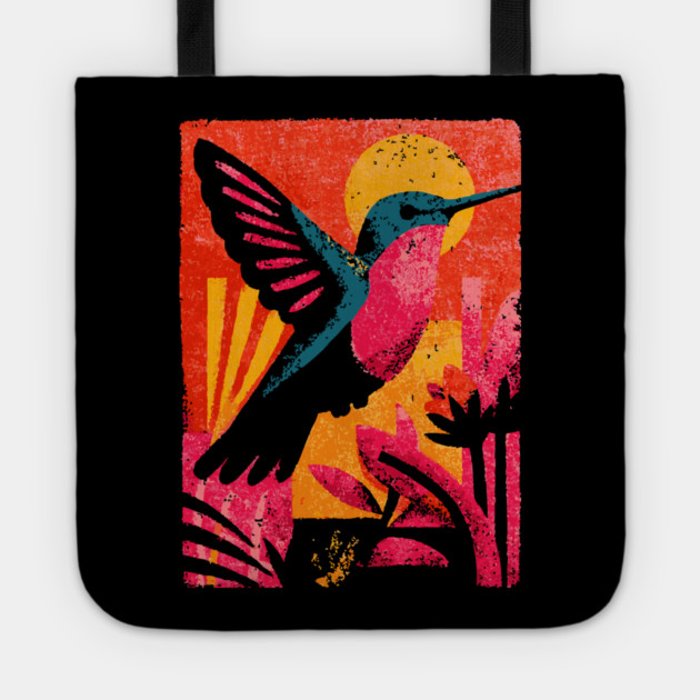 Tropical Jewel - Retro Hummingbird Tote by TuncGK