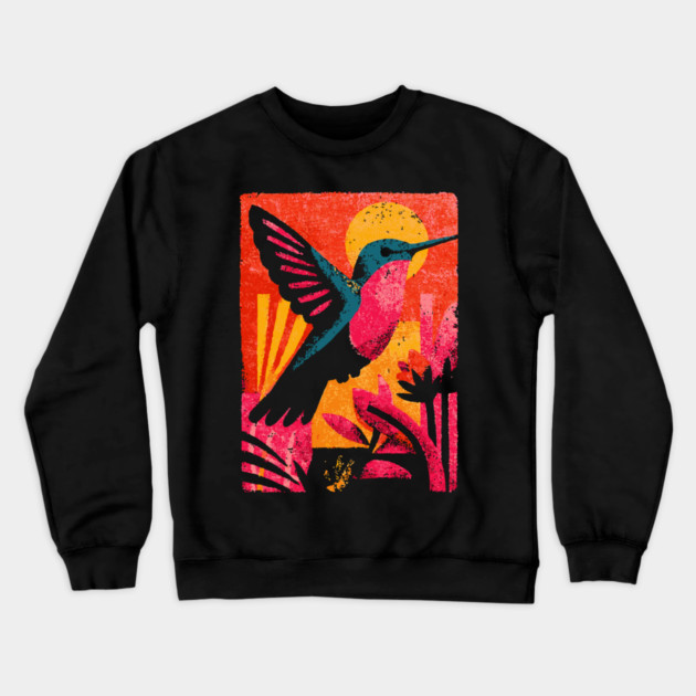 Tropical Jewel - Retro Hummingbird Crewneck Sweatshirt by TuncGK