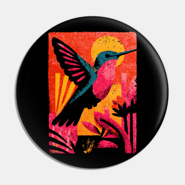 Tropical Jewel - Retro Hummingbird Pin by TuncGK