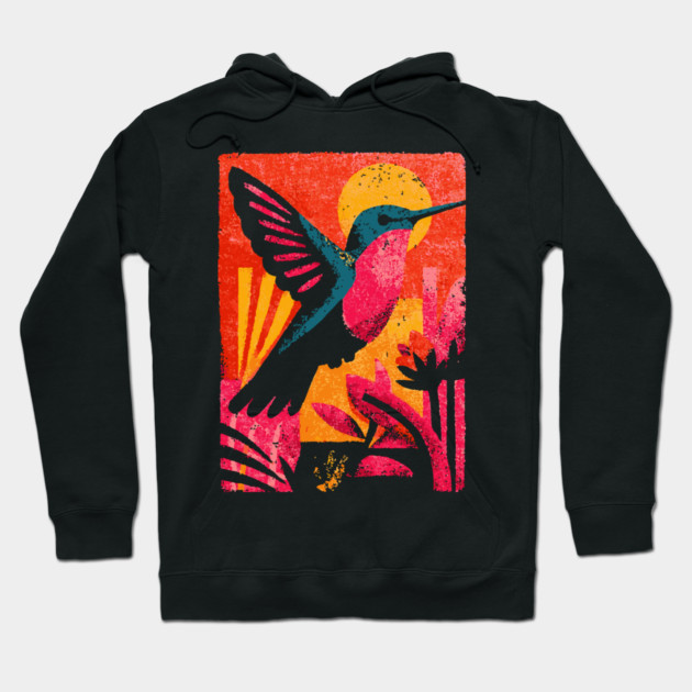Tropical Jewel - Retro Hummingbird Hoodie by TuncGK