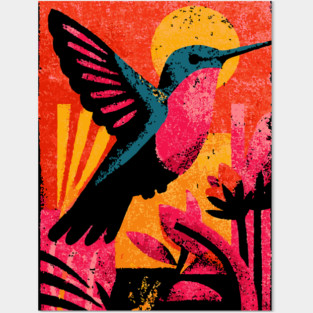 Tropical Jewel - Retro Hummingbird Posters and Art