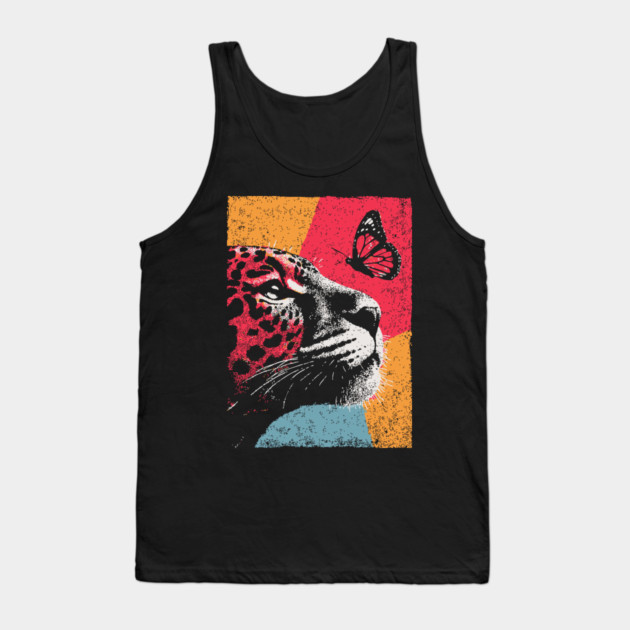 Jungle Serenity - Jaguar and Butterfly Tank Top by TuncGK