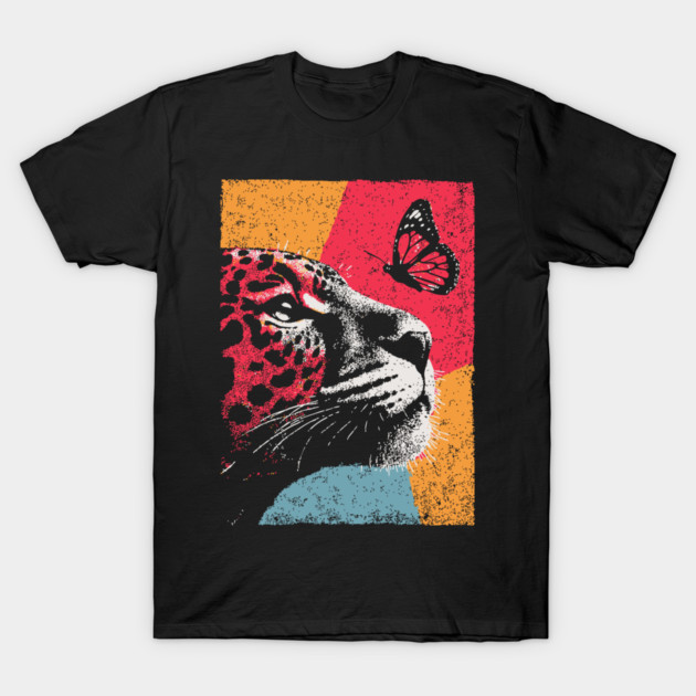 Jungle Serenity - Jaguar and Butterfly T-Shirt by TuncGK