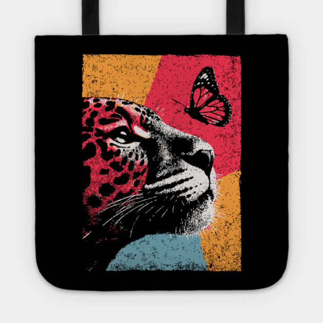 Jungle Serenity - Jaguar and Butterfly Tote by TuncGK