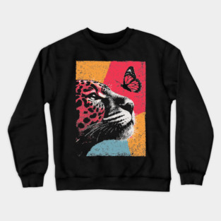 Jungle Serenity - Jaguar and Butterfly Crewneck Sweatshirt
