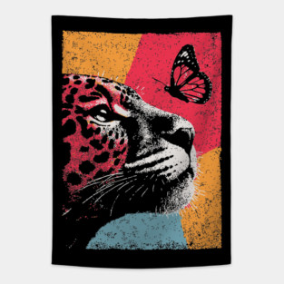 Jungle Serenity - Jaguar and Butterfly Tapestry