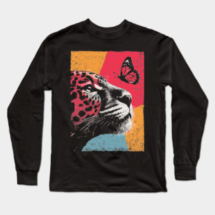 Jungle Serenity - Jaguar and Butterfly Long Sleeve T-Shirt