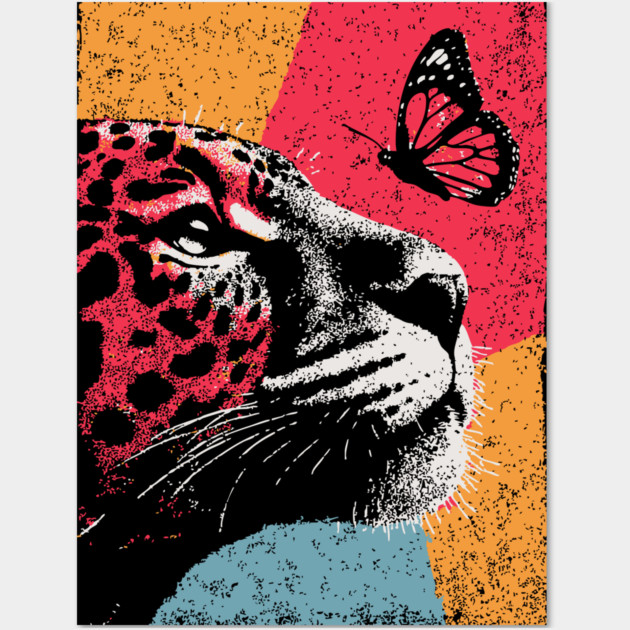 Jungle Serenity - Jaguar and Butterfly Wall Art by TuncGK