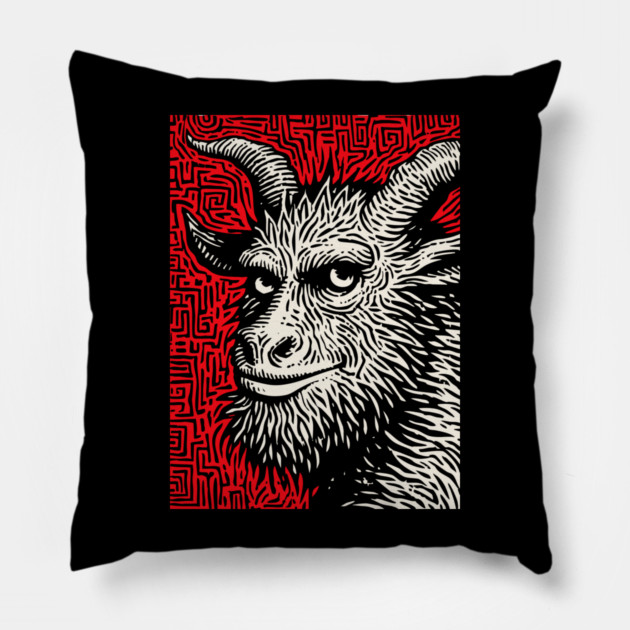 Krampusnacht - Folk Art Krampus Pillow by TuncGK