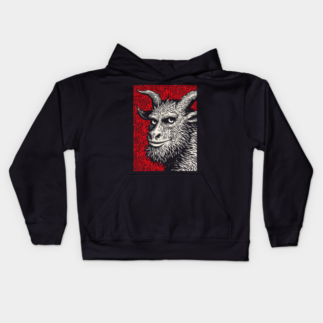 Krampusnacht - Folk Art Krampus Kids Hoodie by TuncGK