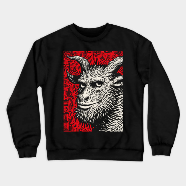 Krampusnacht - Folk Art Krampus Crewneck Sweatshirt by TuncGK