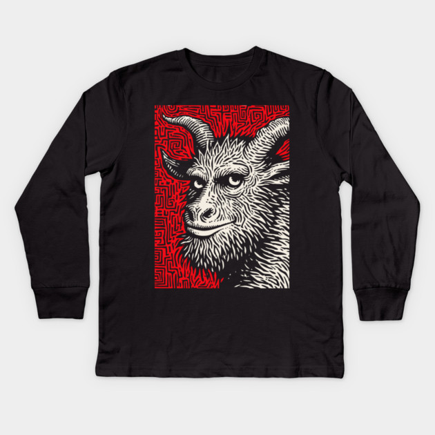 Krampusnacht - Folk Art Krampus Kids Long Sleeve T-Shirt by TuncGK