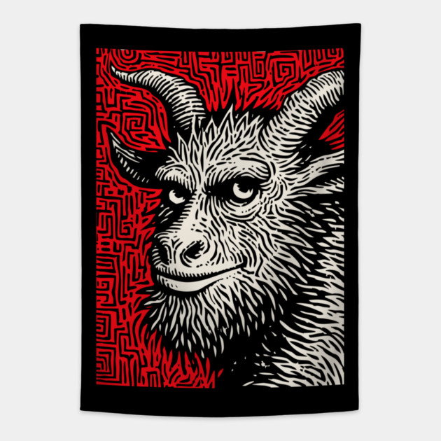 Krampusnacht - Folk Art Krampus Tapestry by TuncGK