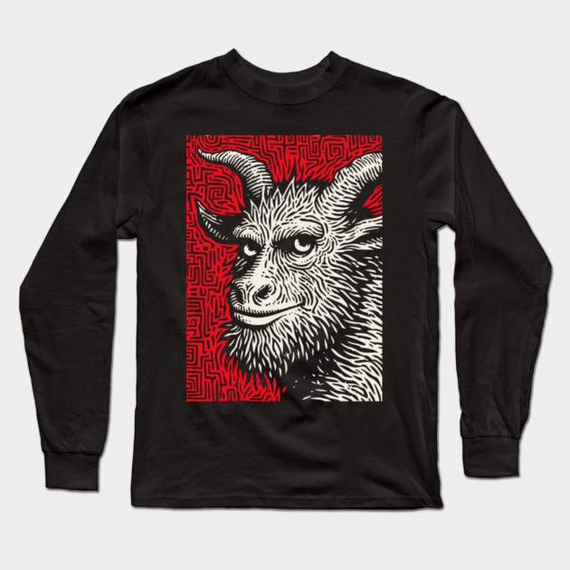 Krampusnacht - Folk Art Krampus Long Sleeve T-Shirt by TuncGK