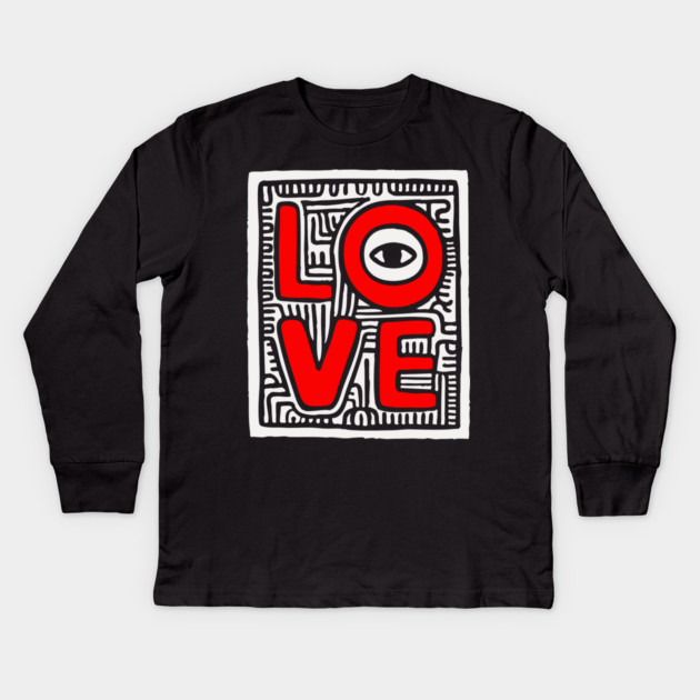 LOVE - Bold Pop Art Graphic Kids Long Sleeve T-Shirt by TuncGK