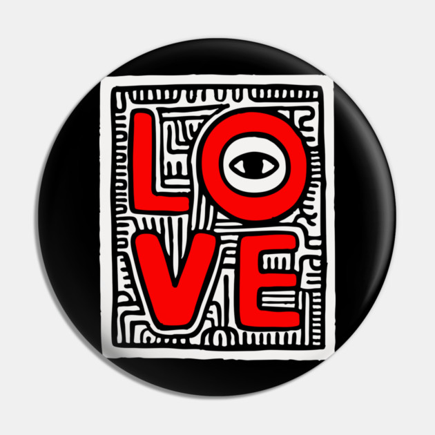 LOVE - Bold Pop Art Graphic Pin by TuncGK