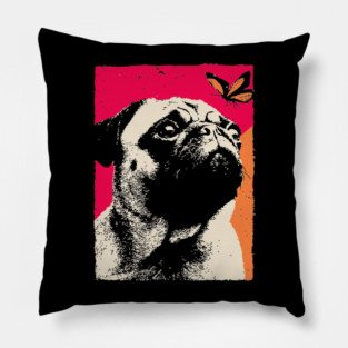A Pug's Wonder - Dog and Butterfly Pillow
