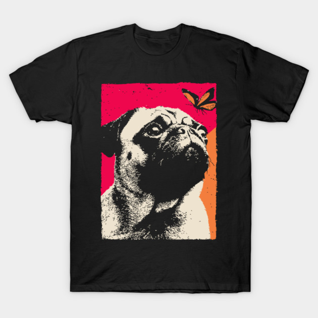 A Pug's Wonder - Dog and Butterfly T-Shirt by TuncGK