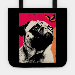 A Pug's Wonder - Dog and Butterfly Tote