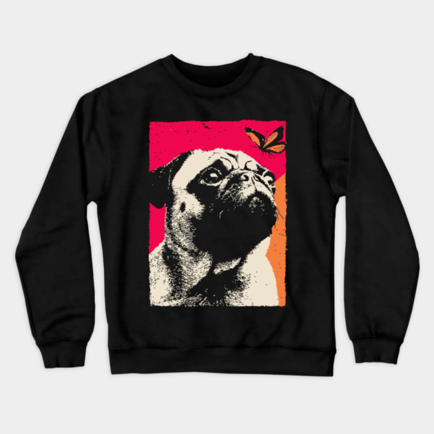 A Pug's Wonder - Dog and Butterfly Crewneck Sweatshirt by TuncGK