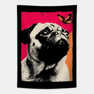 A Pug's Wonder - Dog and Butterfly Tapestry