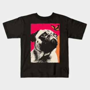 A Pug's Wonder - Dog and Butterfly Kids T-Shirt